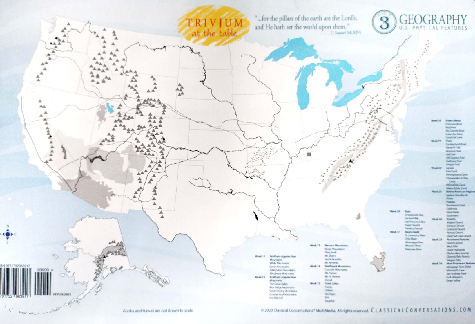 (SALE) CCMM Trivium at the Table - US Geography Placemat, Cycle 3 - Locally Printed CC Resource