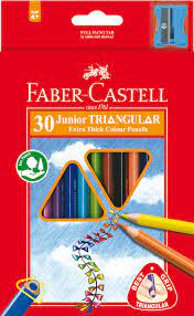 Faber-Castell Junior Triangular Extra Thick Colour Pencils 30 Color Set